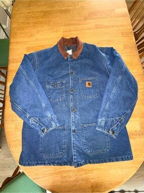 Vintage Carhartt C59 DST USA Made Blanket Lined Denim Chore Coat Jacket XL